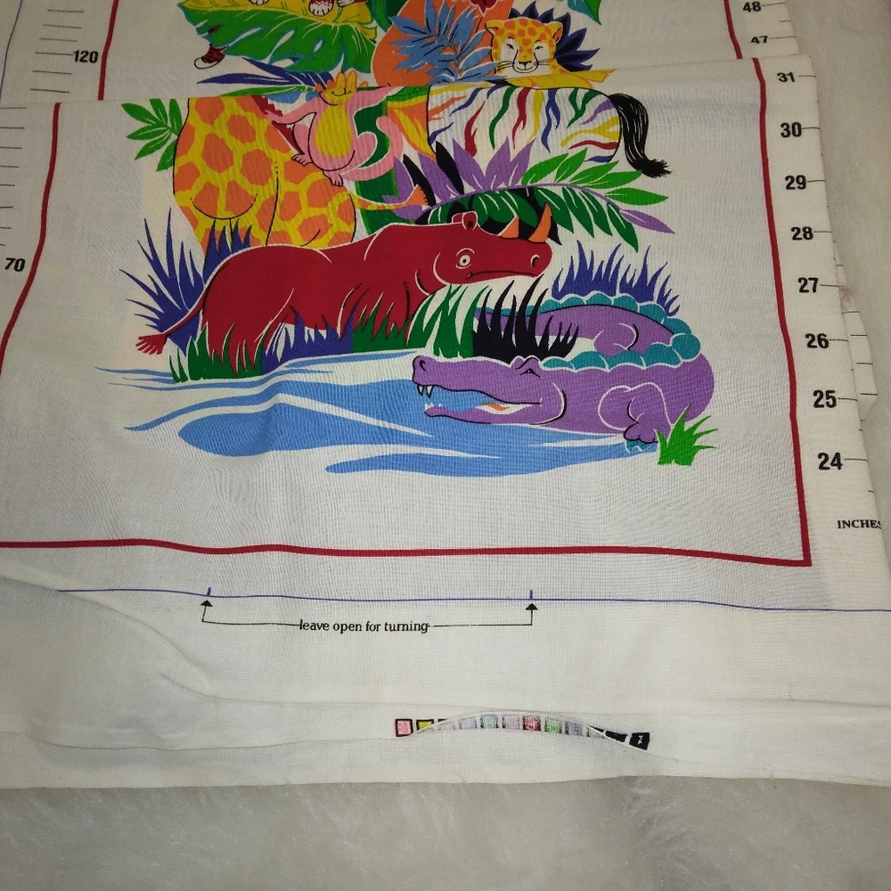FABRIC Cranston Print Works Rainbow Jungle Growth Chart Panel